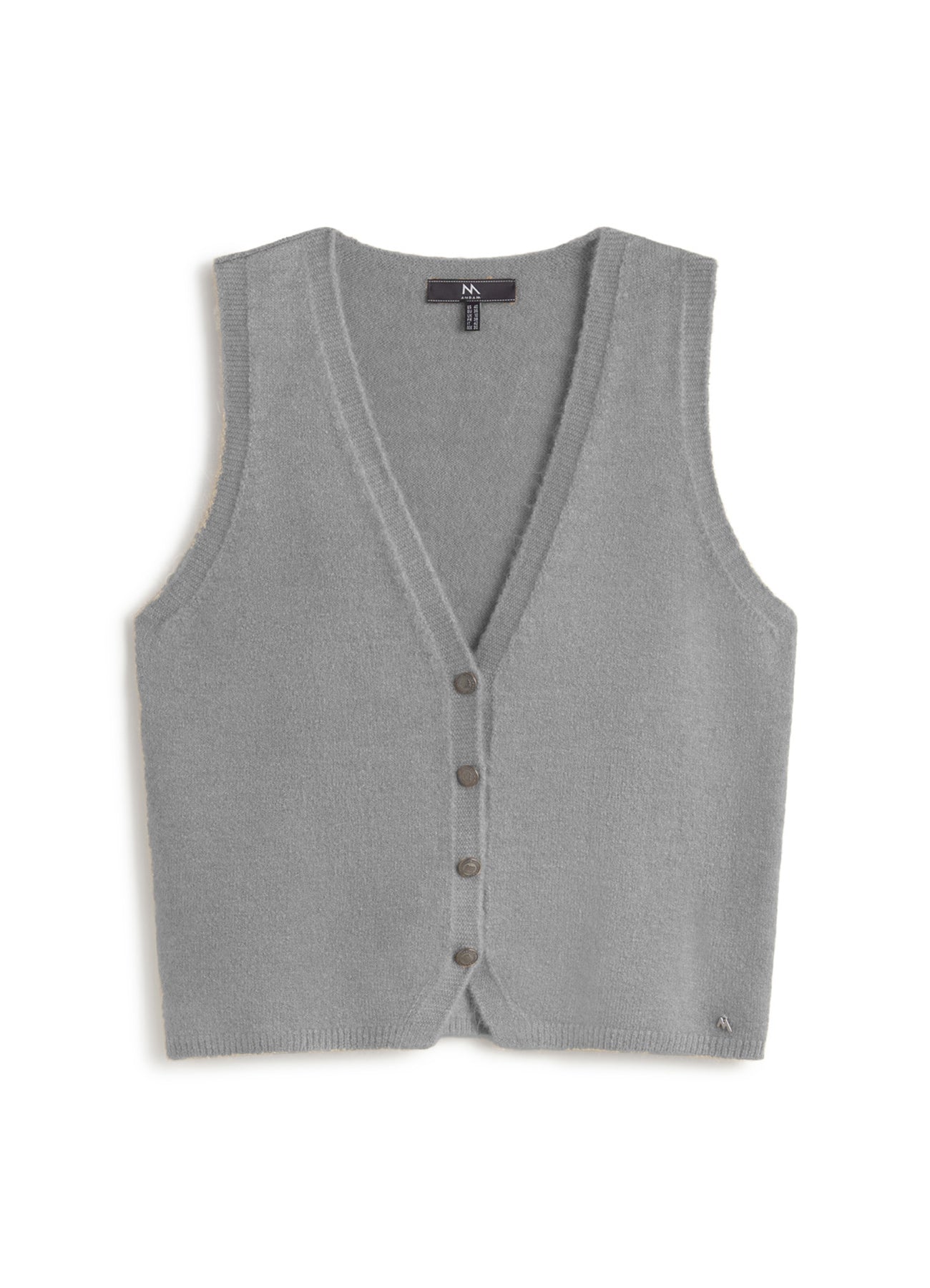 Andam, V-neck knit vest with metal buttons GREY 6104