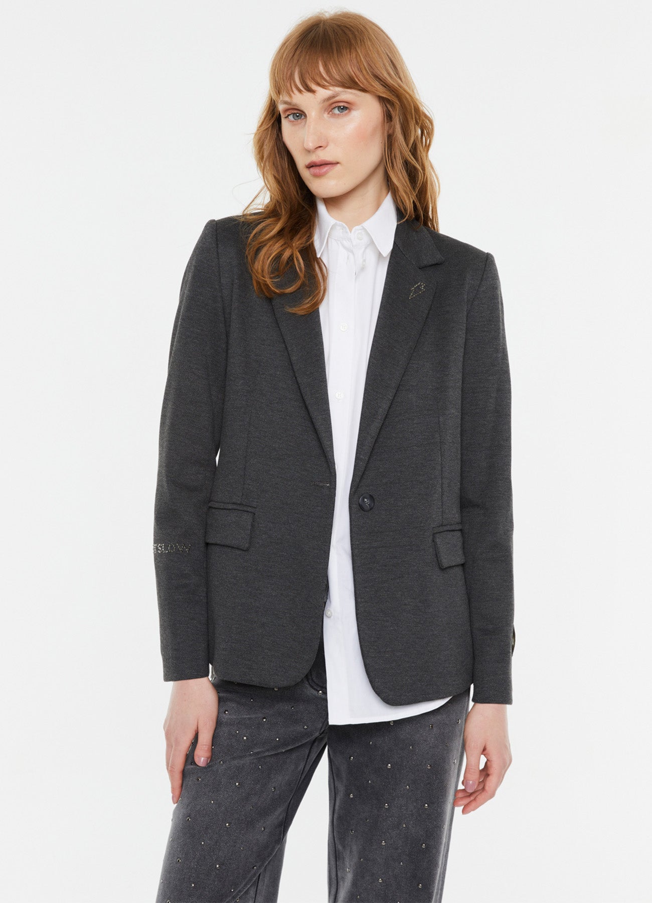 Andam, blazer in lined plain knit BLACK 5693