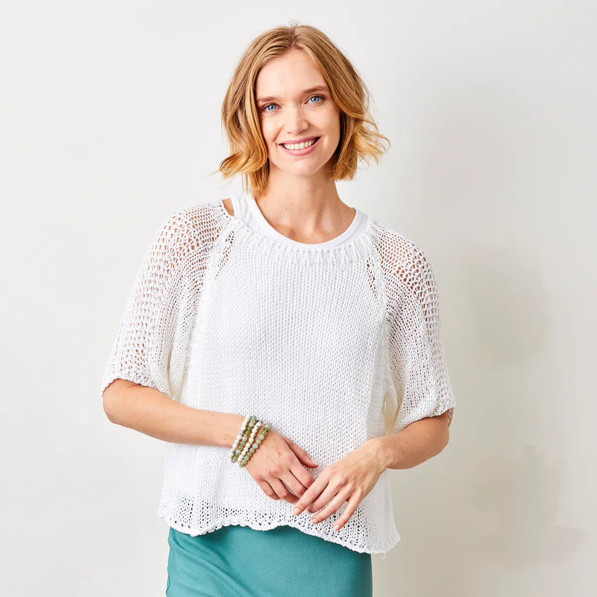 Suzy D, Jacky Cotton Knit Sweater - White