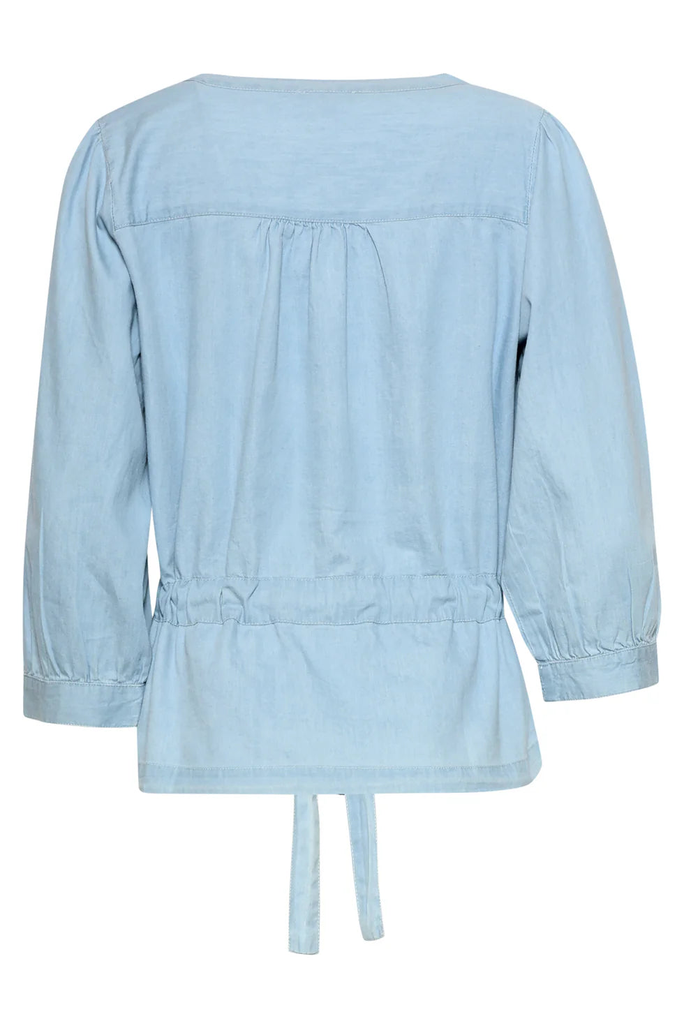Smashed Lemon, LIGHT BLUE WRAP TOP WITH DRAWSTRING | DENIM 26182