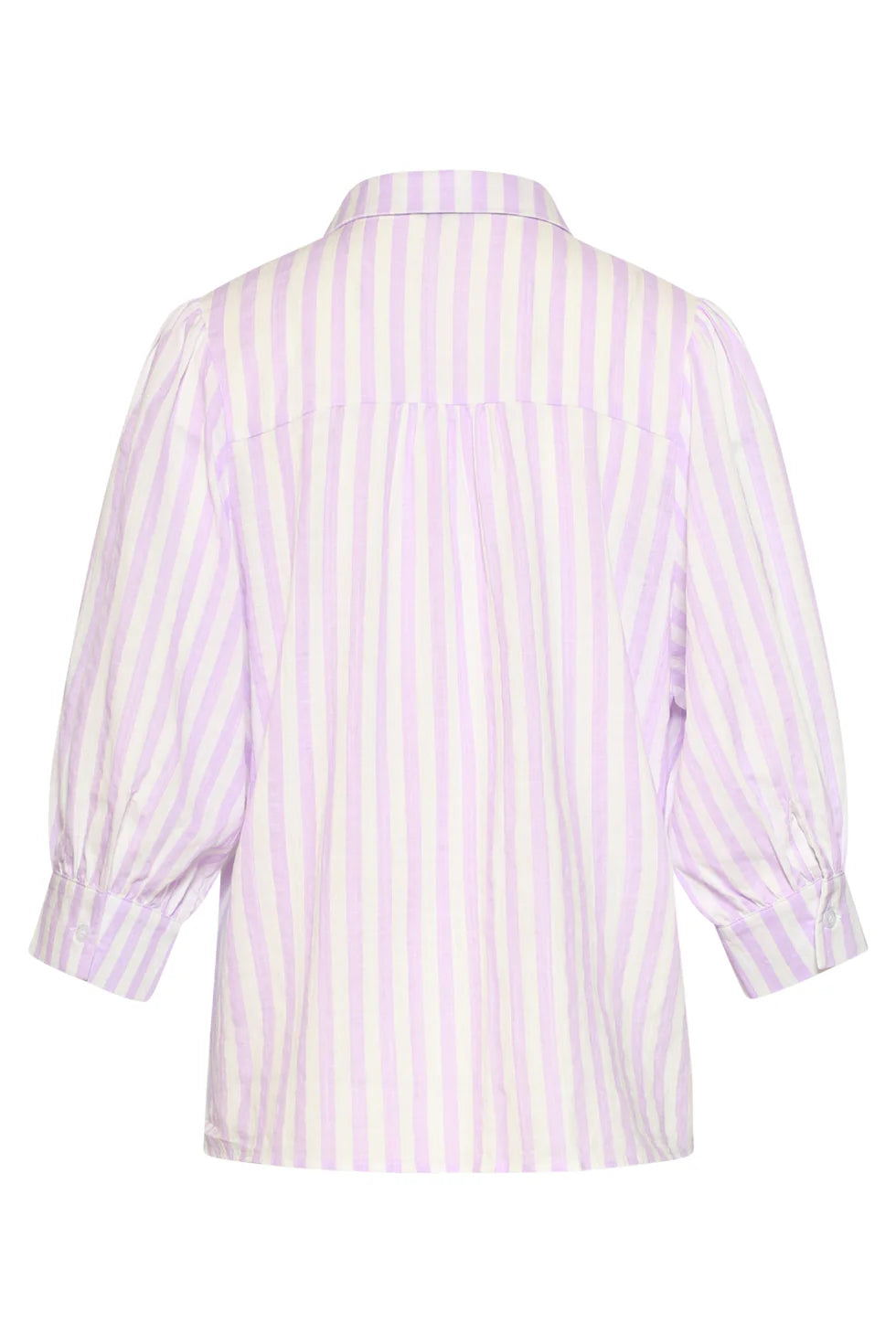 Smashed Lemon, STRIPED WOMEN'S BLOUSE WITH PUFF SLEEVES | LILAC - WHITE 26036