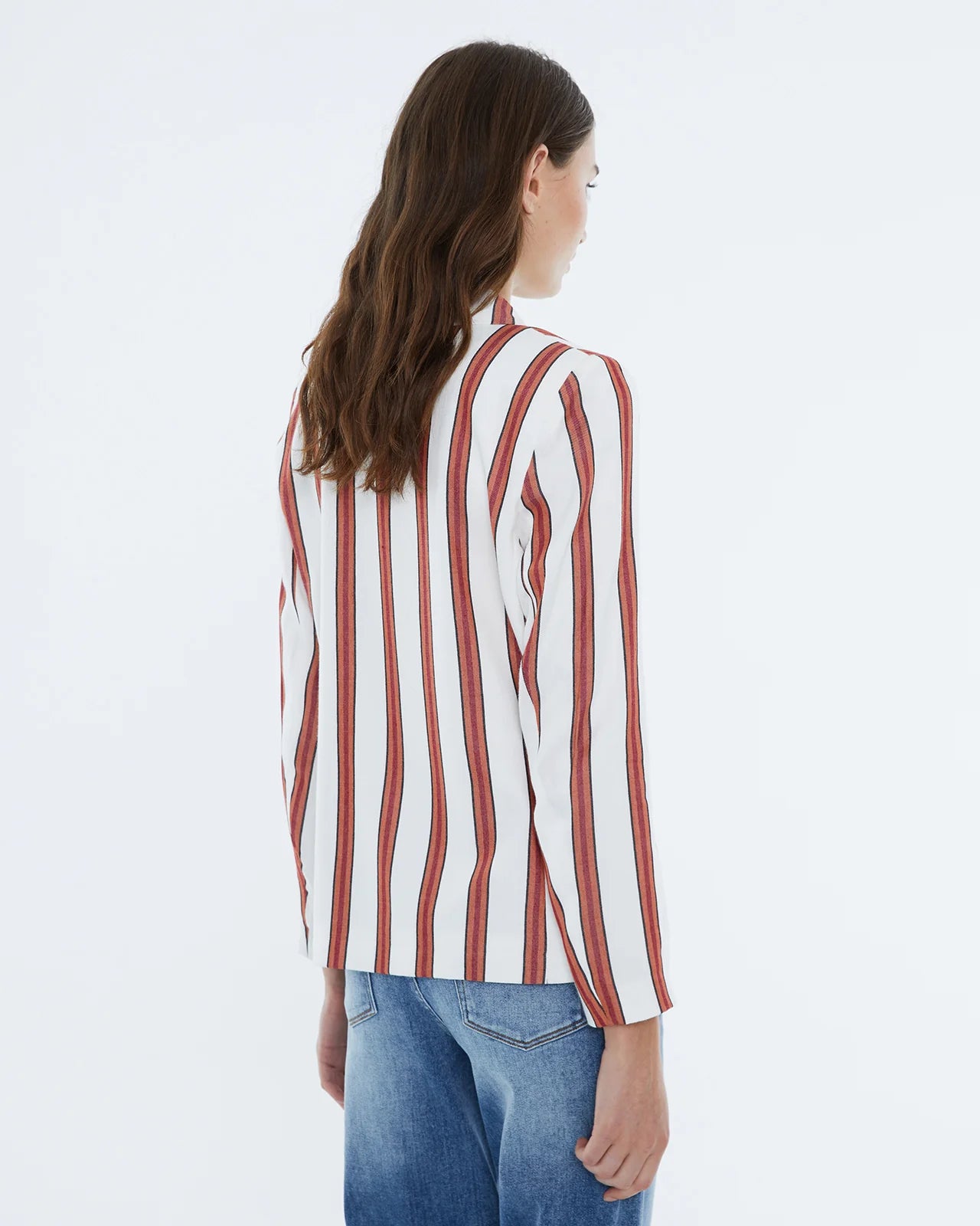 Andam, Women's striped blazer. Lined. ORANGE
