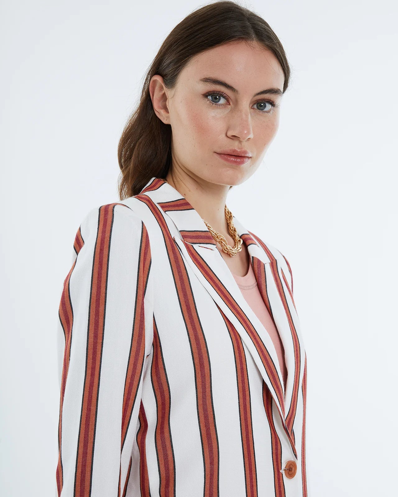 Andam, Women's striped blazer. Lined. ORANGE