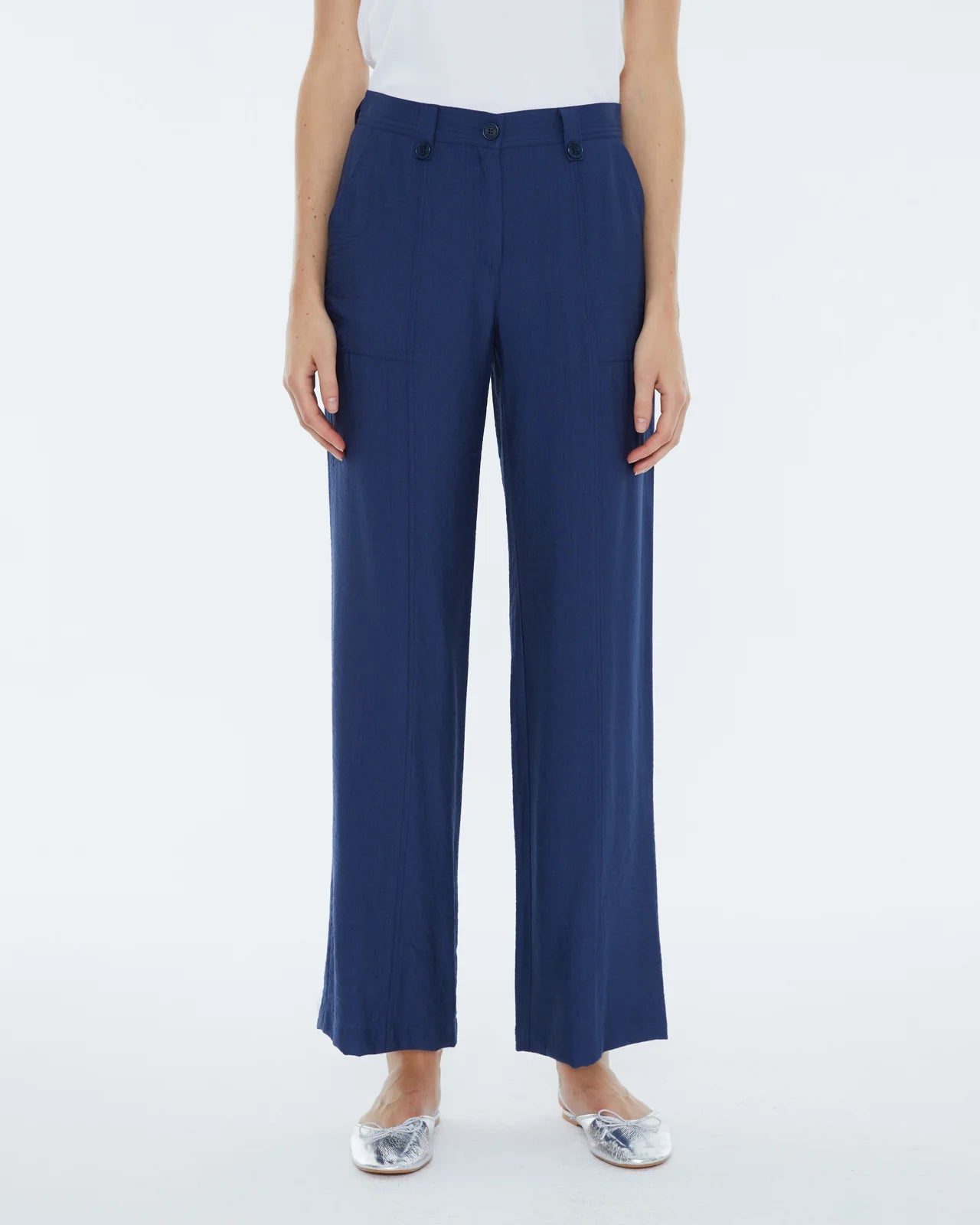 Andam, high-waisted wide-leg pants. BLUE