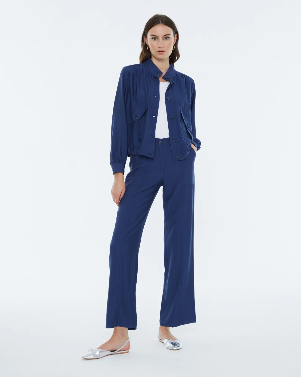 Andam, high-waisted wide-leg pants. BLUE
