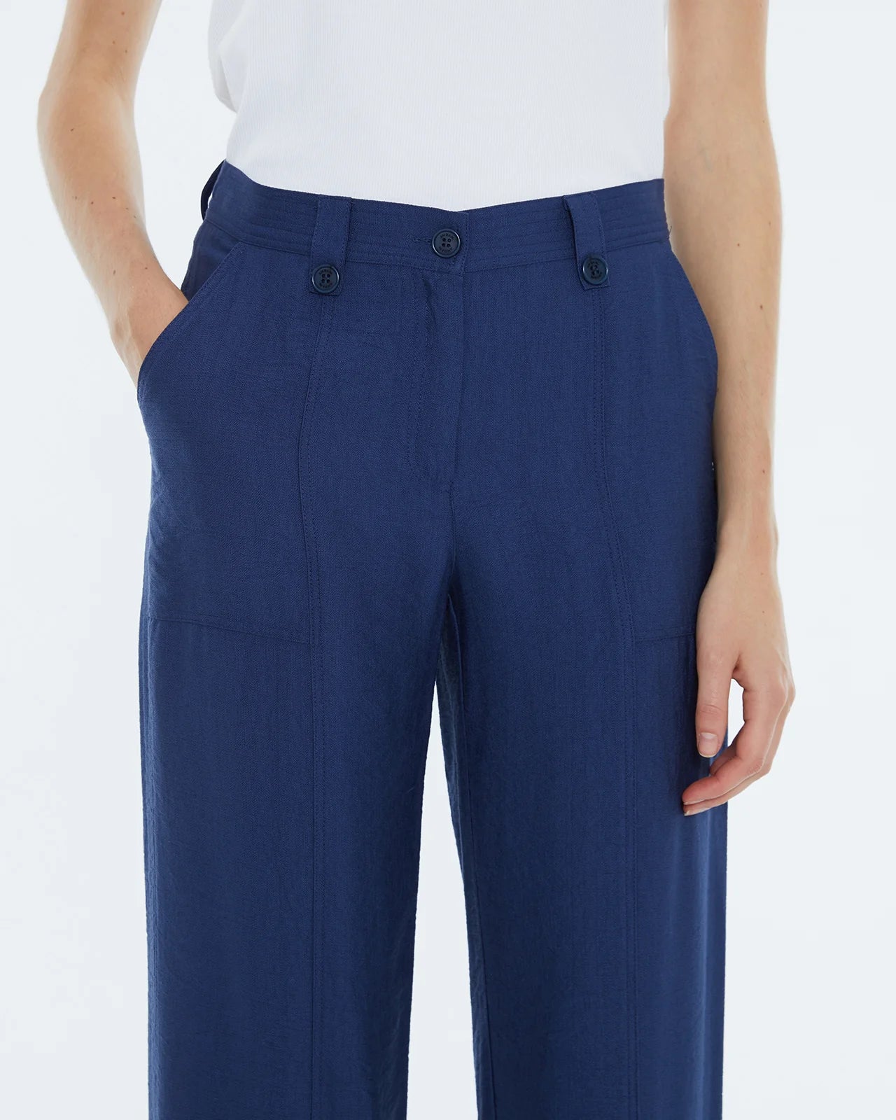 Andam, high-waisted wide-leg pants. BLUE