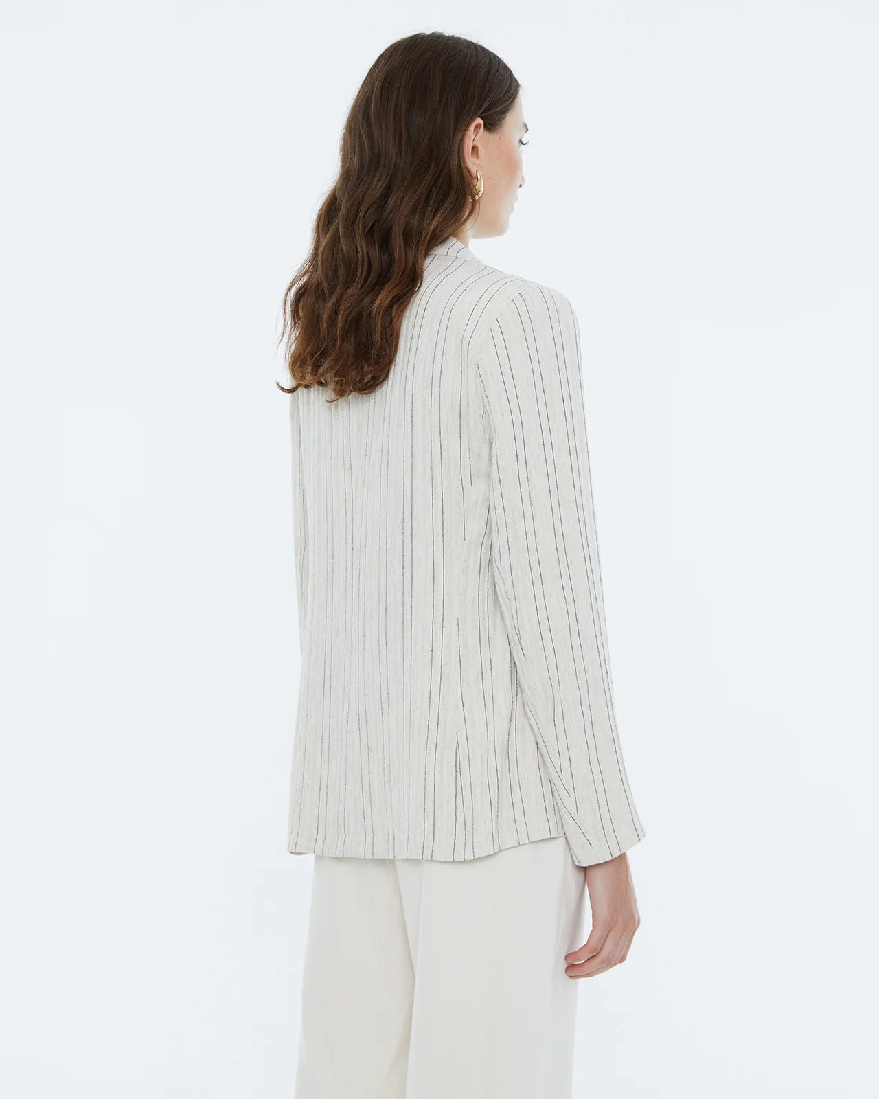 Andam, Striped Blazer, lined. ECRU