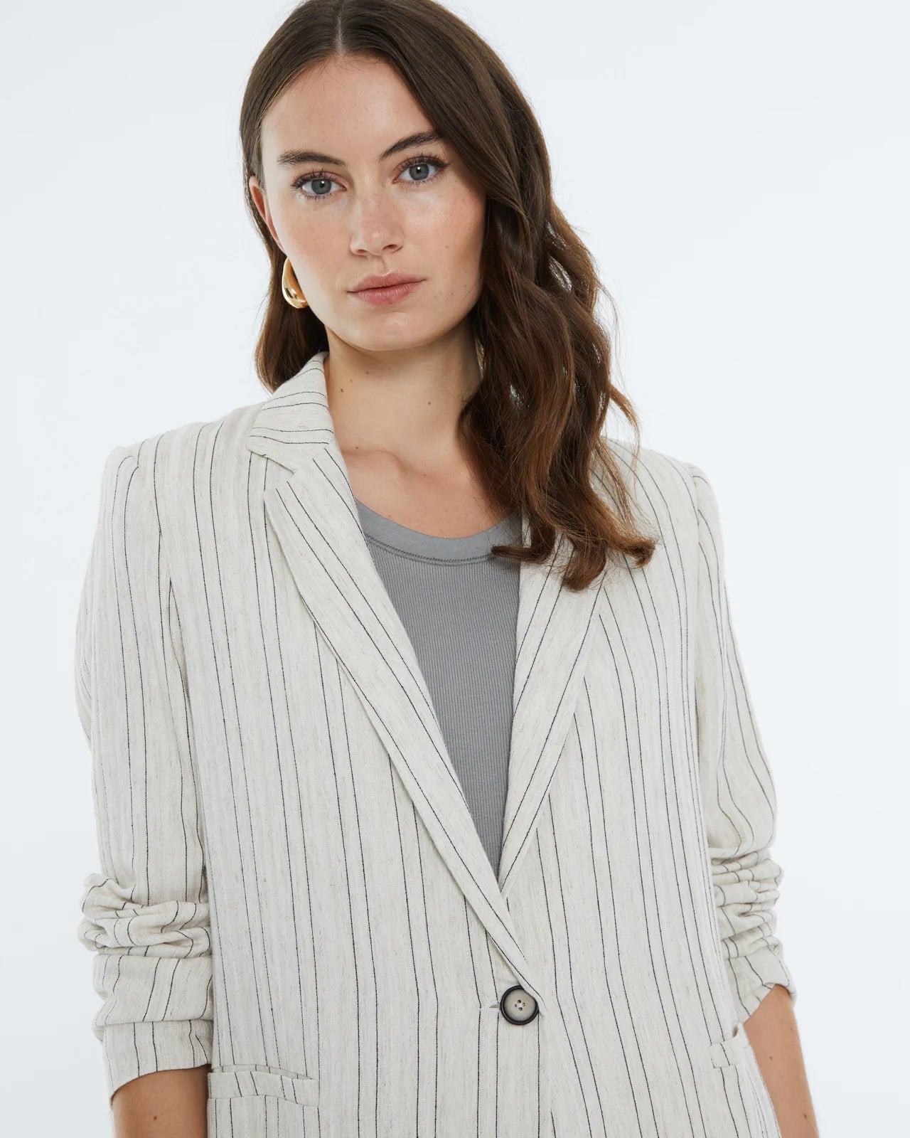 Andam, Striped Blazer, lined. ECRU