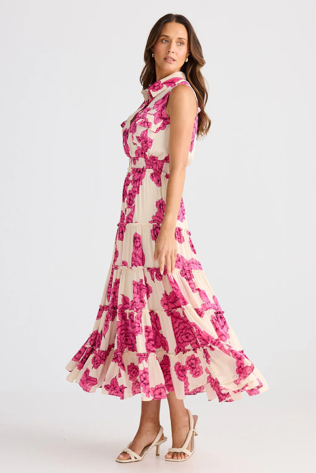 Brave and True, Lido Sleeveless Dress Fuchsia Bloom