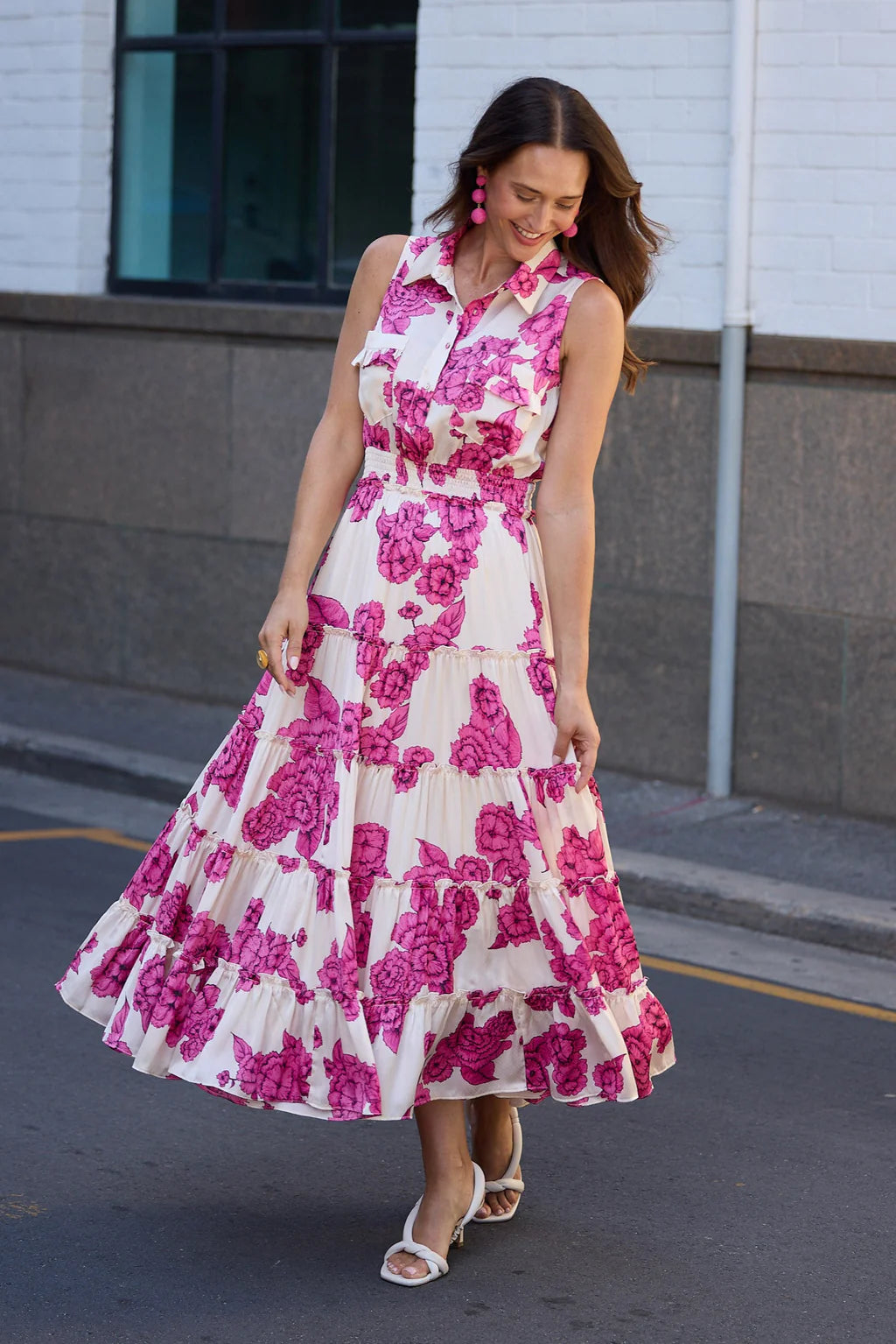 Brave and True, Lido Sleeveless Dress Fuchsia Bloom