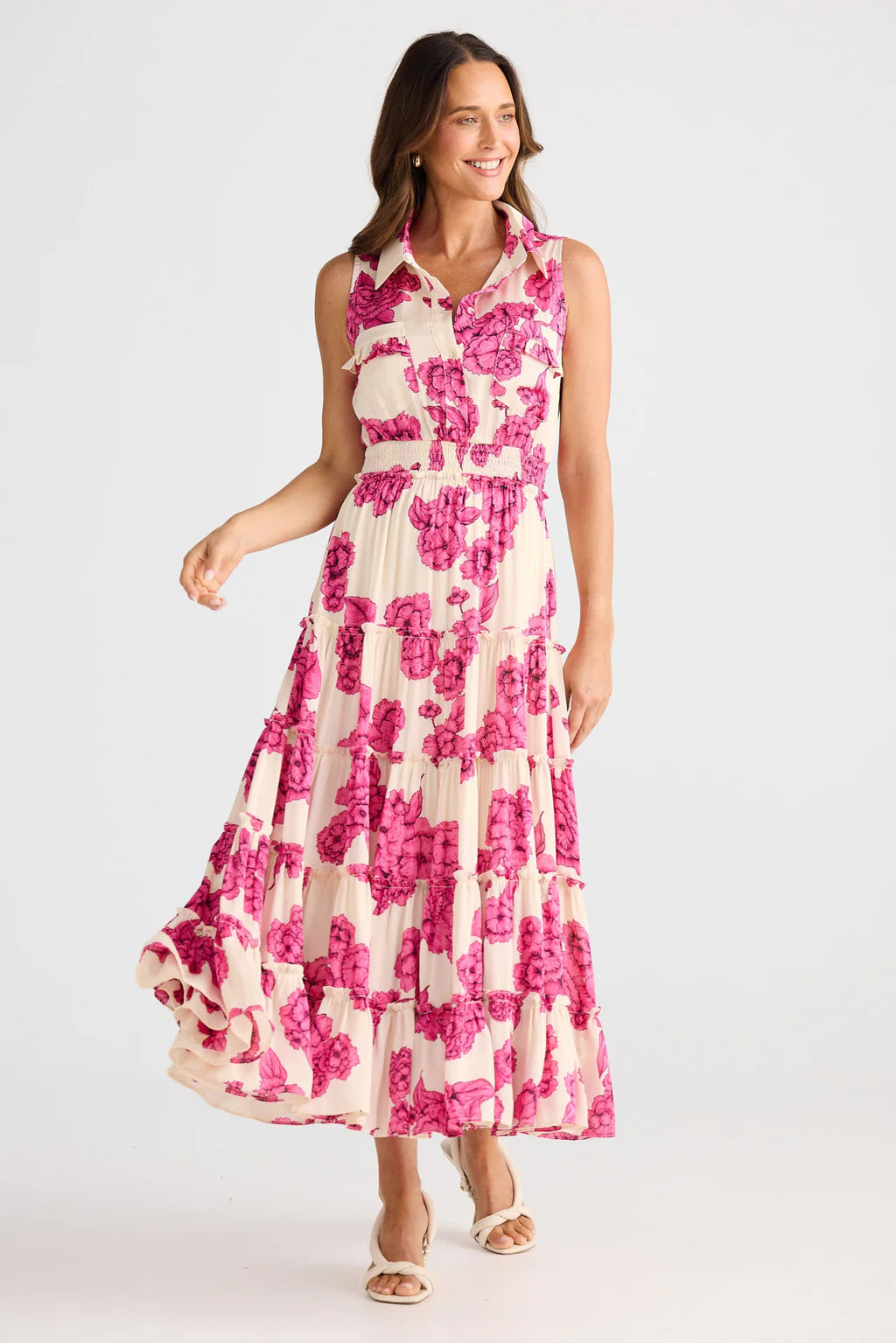 Brave and True, Lido Sleeveless Dress Fuchsia Bloom