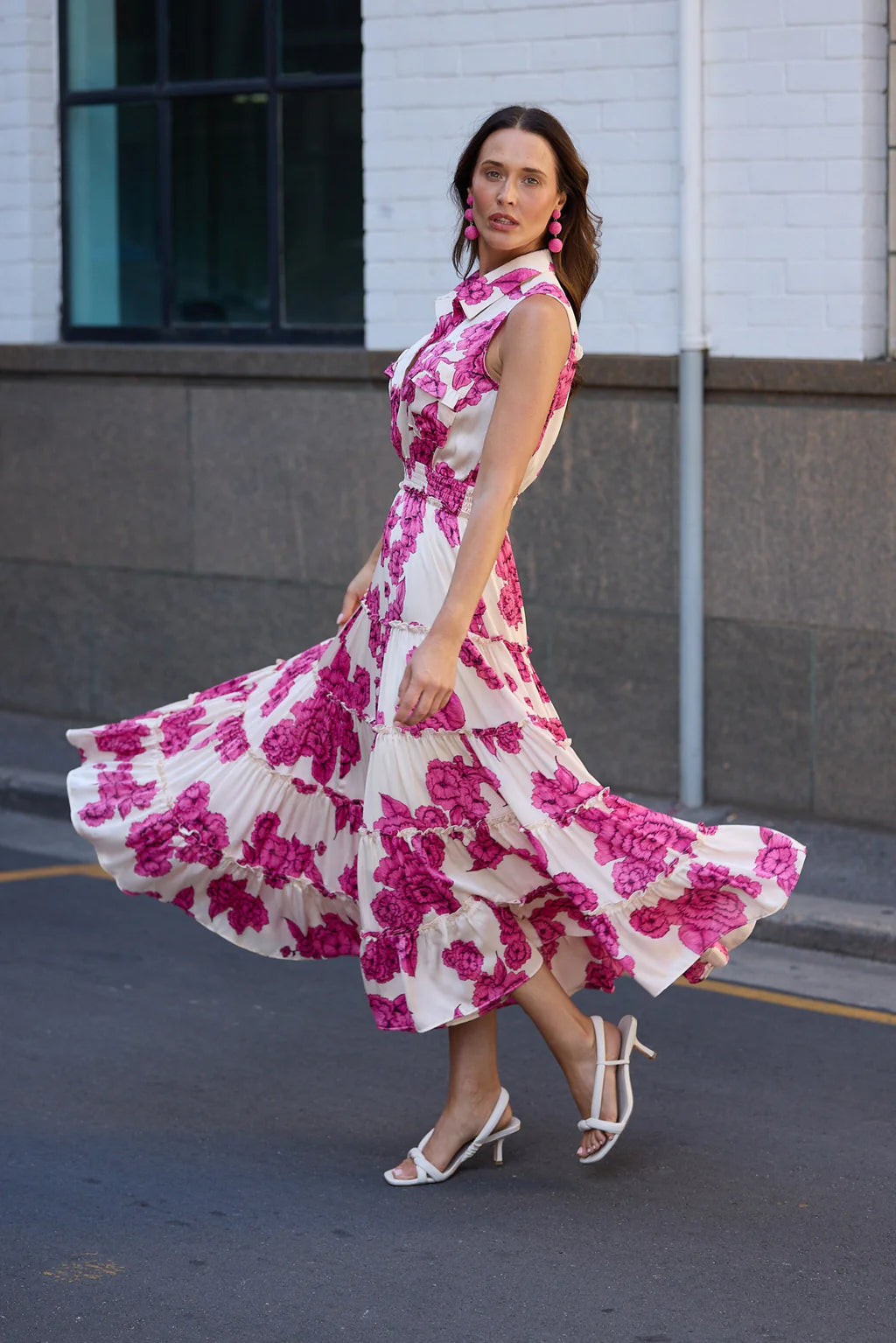 Brave and True, Lido Sleeveless Dress Fuchsia Bloom
