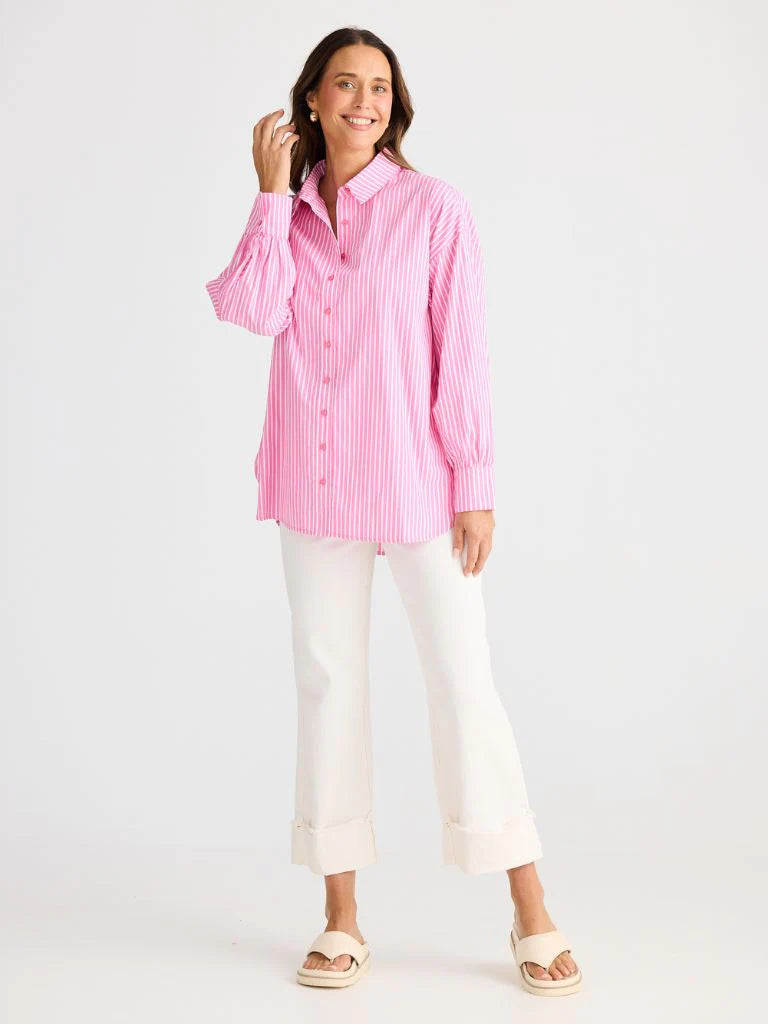 Brave and True, Isabel Shirt Pink Stripe