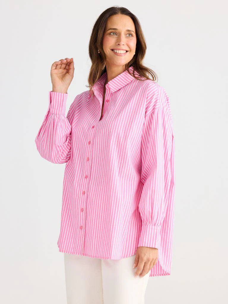 Brave and True, Isabel Shirt Pink Stripe