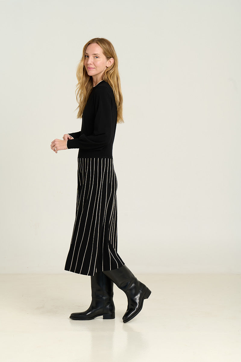 Sita Murt, Midi dress with radial skirt Black 554101