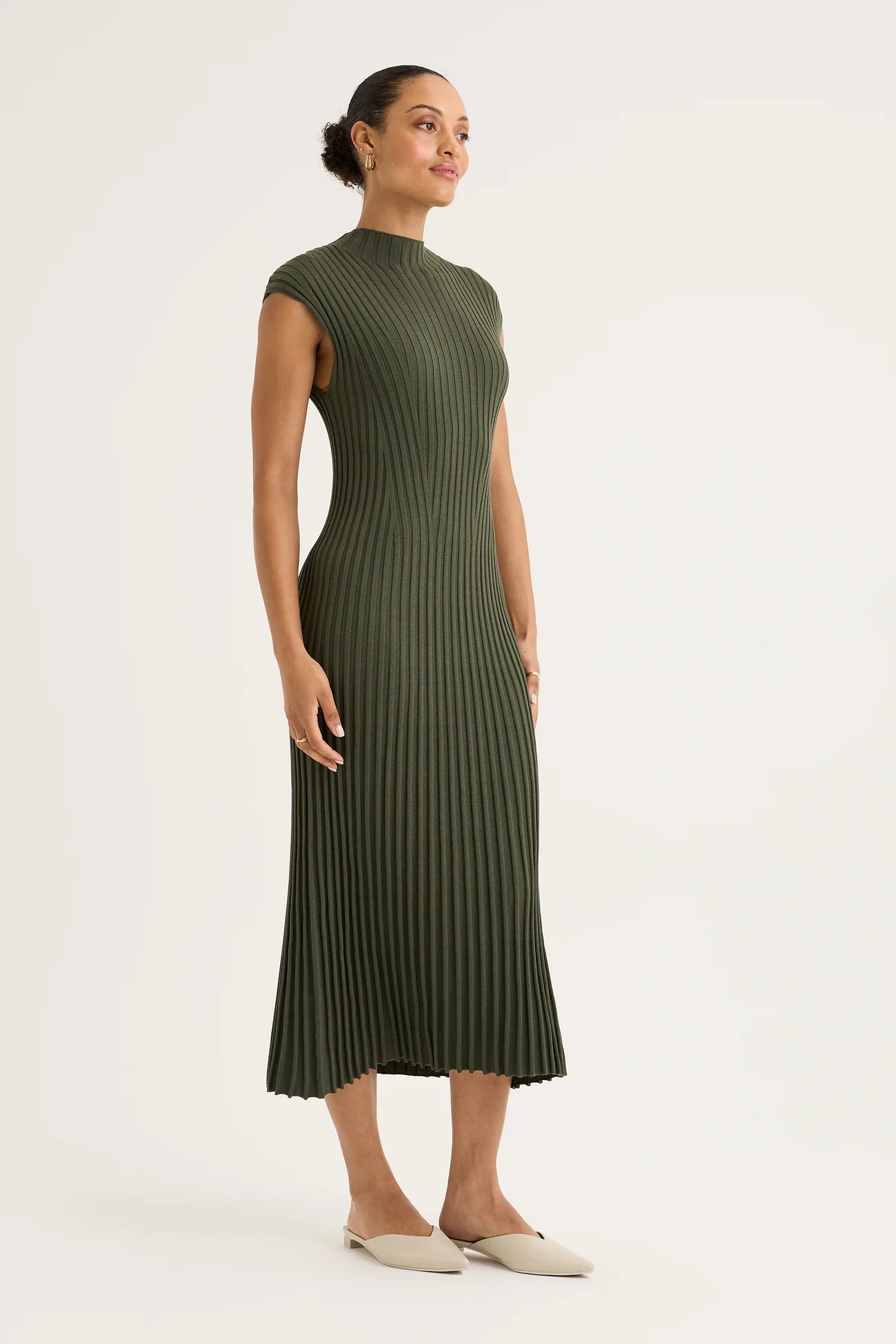 Yarra Trail, Knit Dress Cedar Khaki