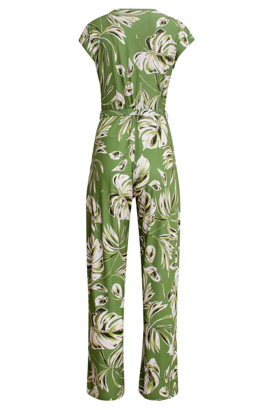 Smashed Lemon, Jumpsuit Leaf print Army/Light Green