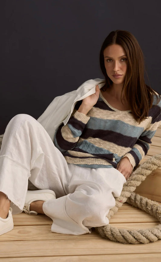 Holiday, Breeze Knit Blue Stripe