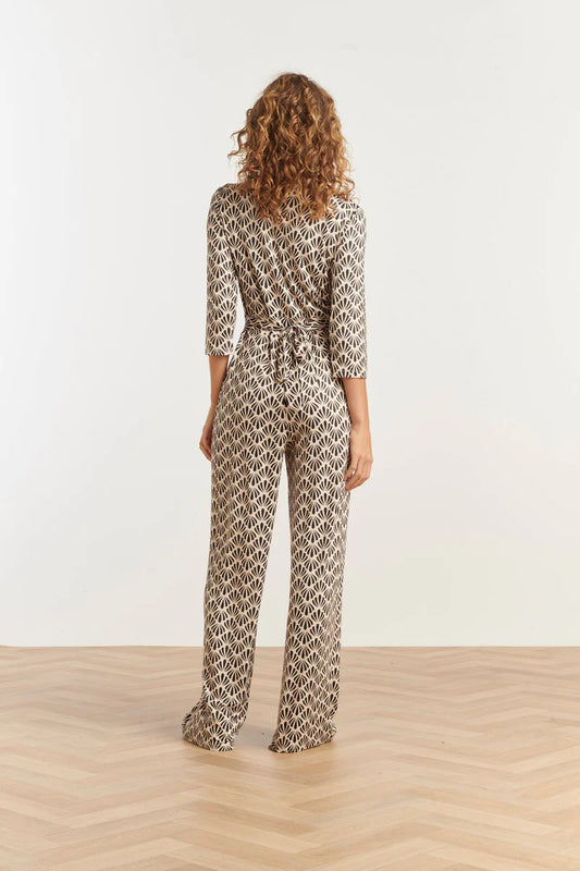 Smashed Lemon, Jumpsuit Shell print Off White - Black