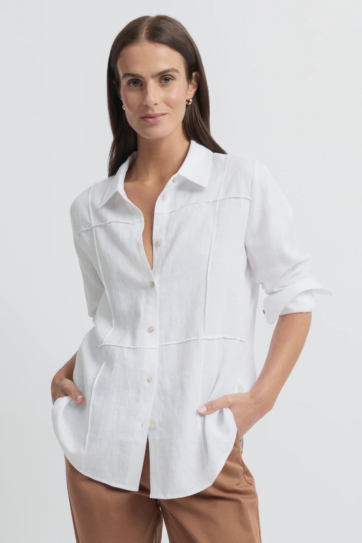 Yarra Trail, Tirari Pintuck Shirt White 4383