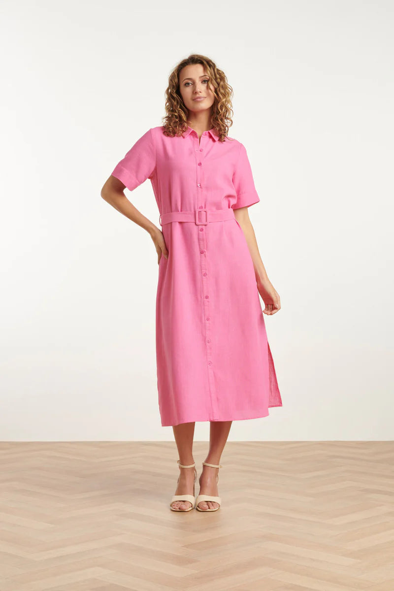 Smashed Lemon, Dress Linen/Rayon Shirt Dress PINK