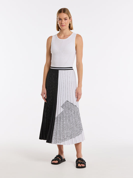 Sirocco White & Black Pleated Skirt