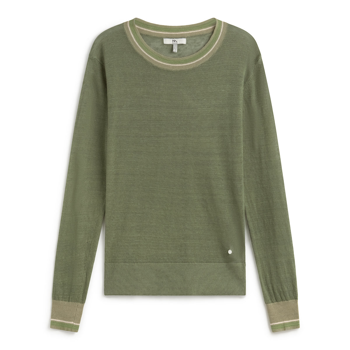 Andam, Women's sweater, round neckline, long sleeves KHAKI