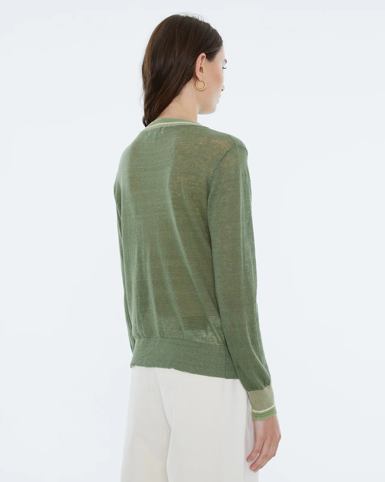 Andam, Women's sweater, round neckline, long sleeves KHAKI