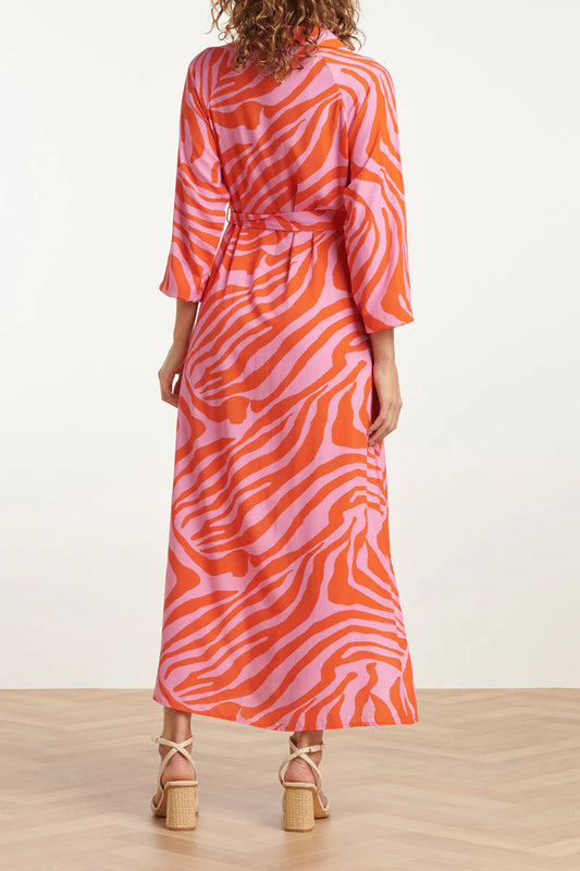 Smashed Lemon, Maxi Shirt Dress Pink/Orange