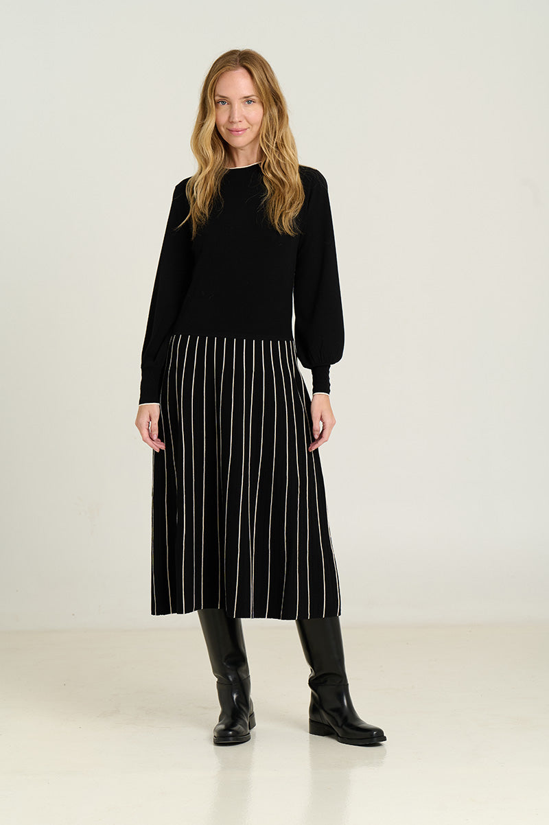 Sita Murt, Midi dress with radial skirt Black 554101