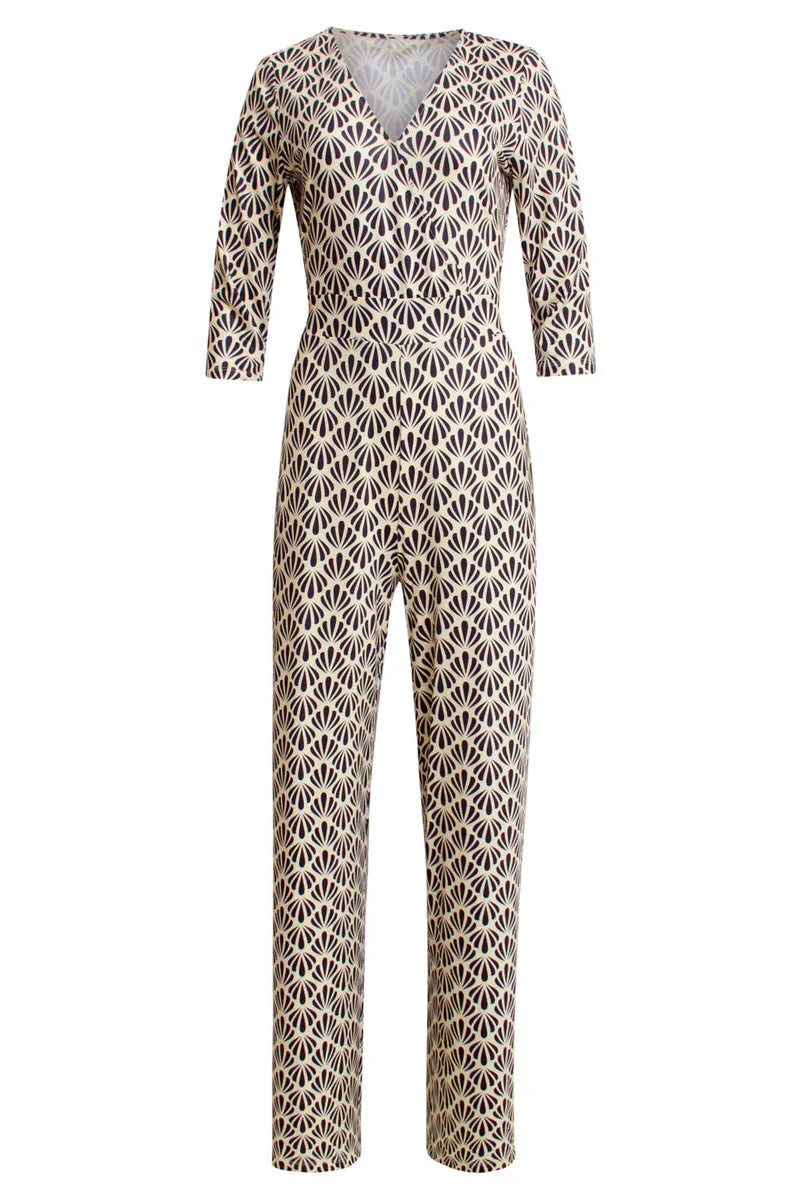 Smashed Lemon, Jumpsuit Shell print Off White - Black