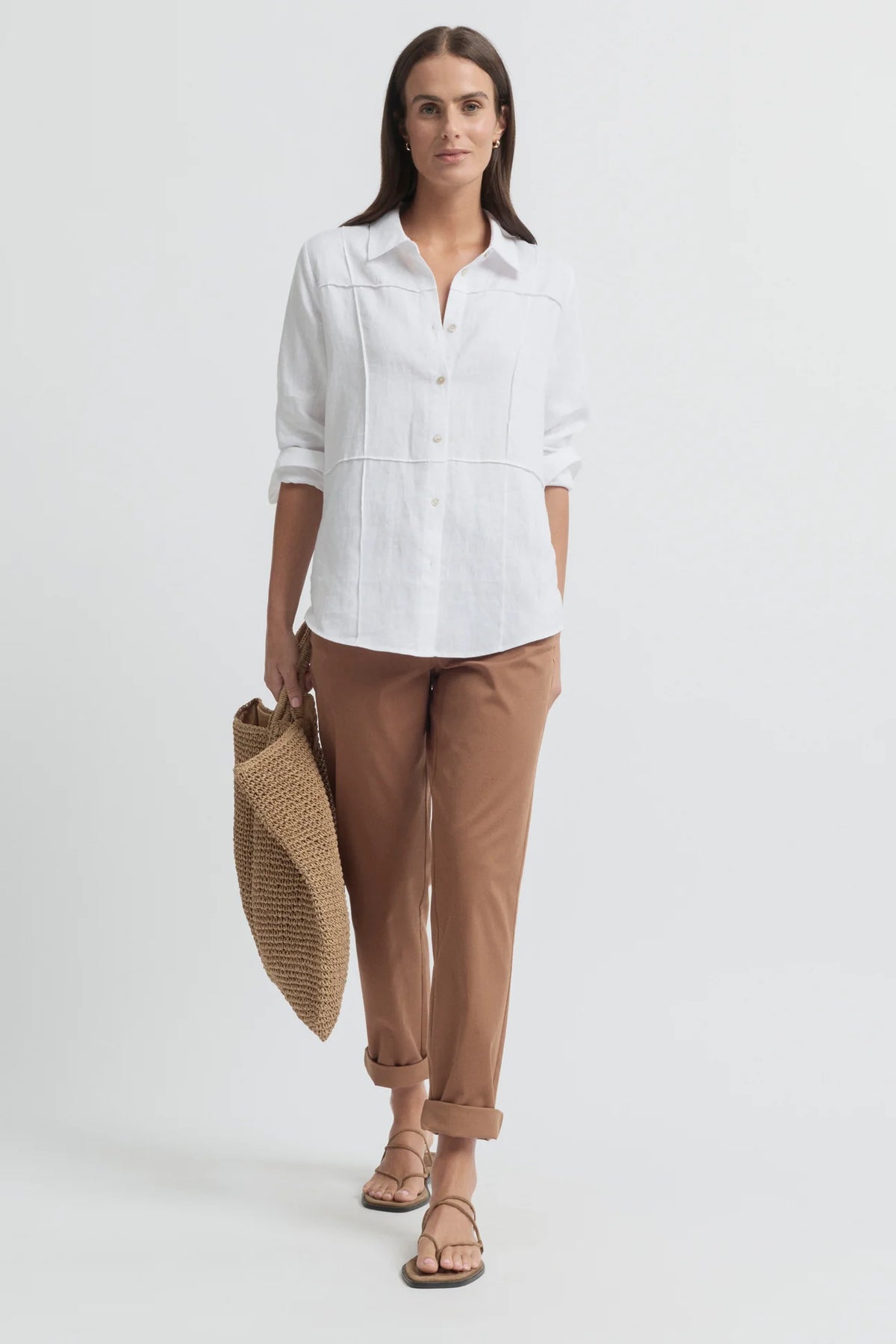 Yarra Trail, Tirari Pintuck Shirt White 4383