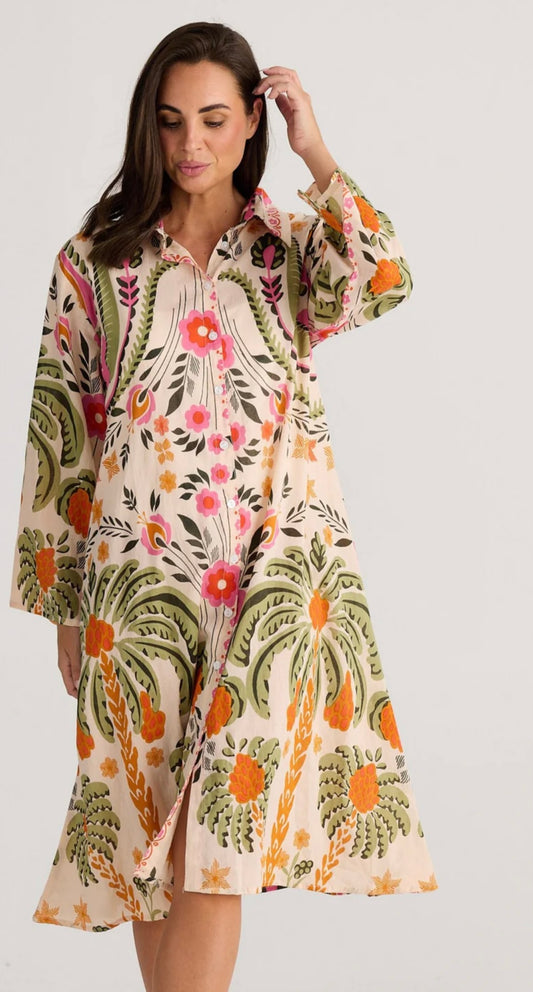 Holiday Stella Shirt Dress - Palm