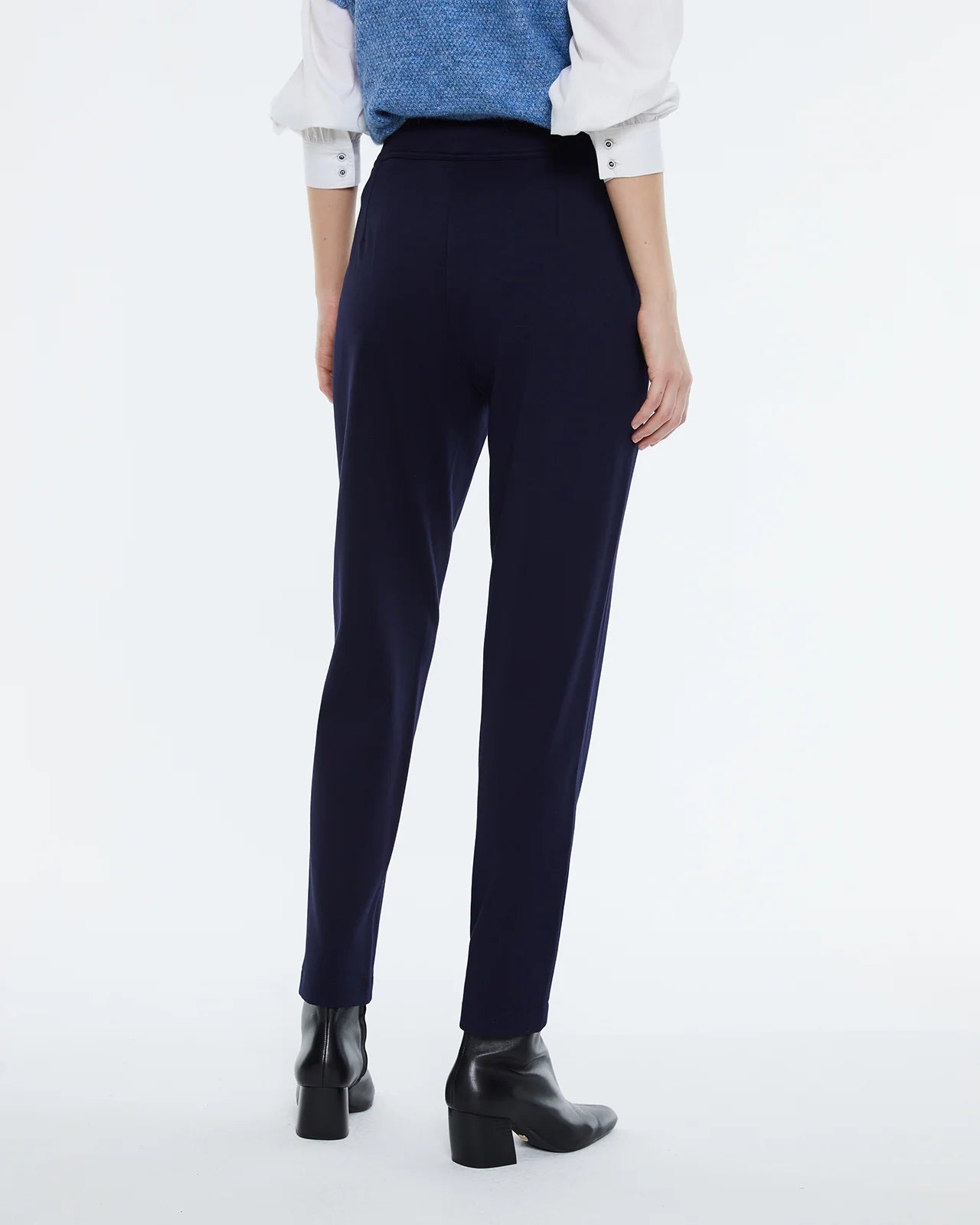Andam knitted trousers elastic waistband Navy