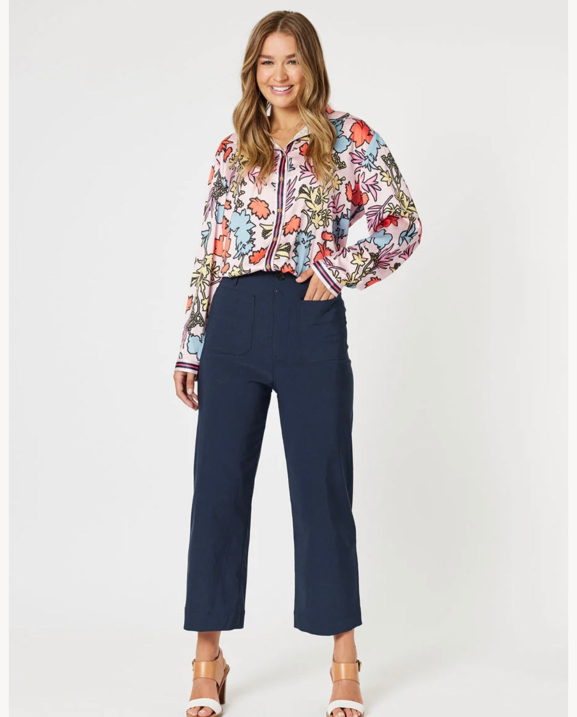 Threadz, Marina wide leg pant Navy 48847