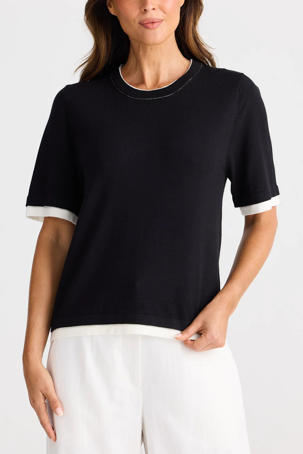 Brave and True, Billie Top Black with white