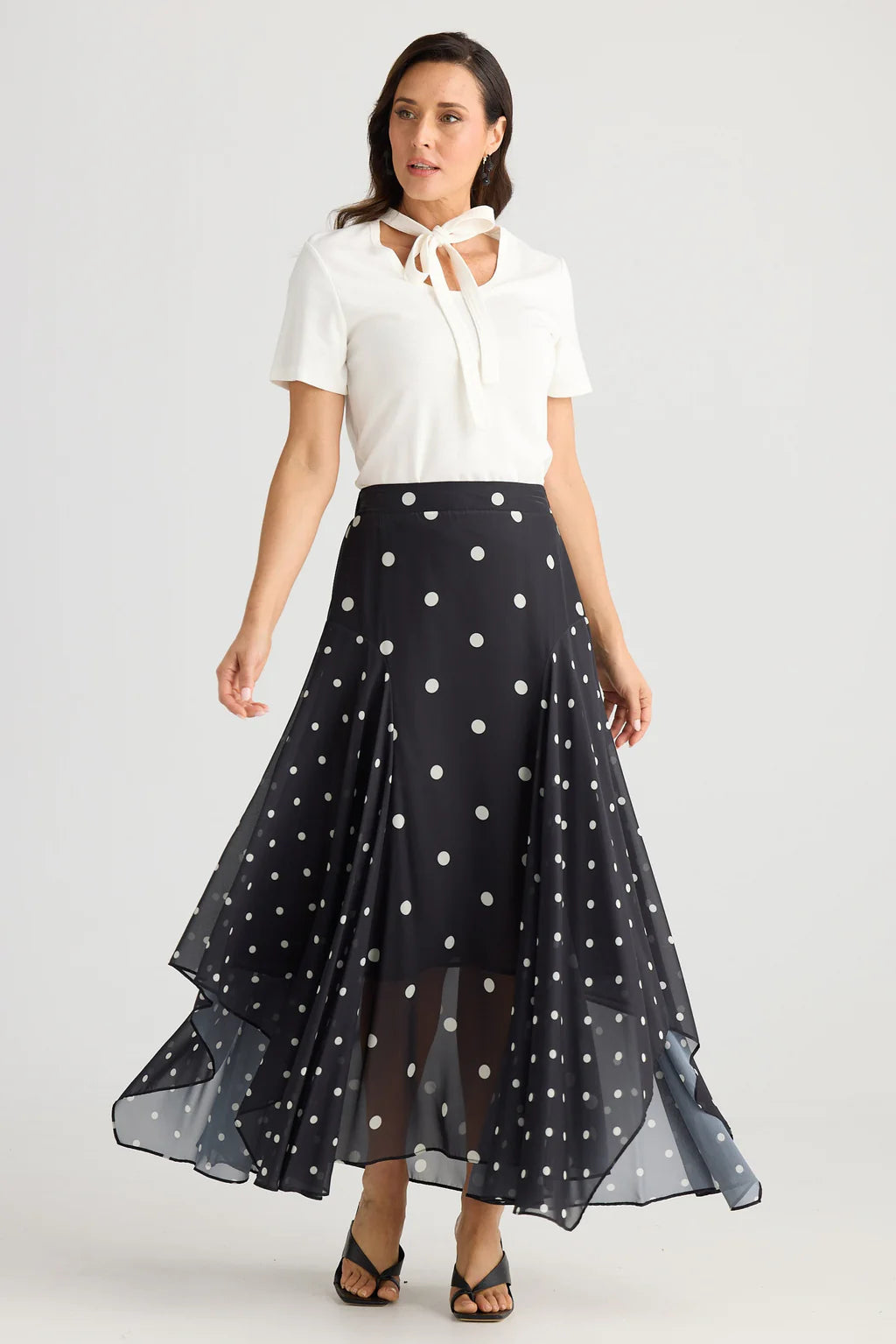 Brave and True, Bella Skirt Black with white spots
