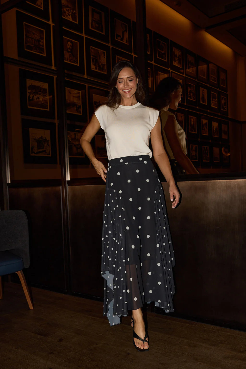 Brave and True, Bella Skirt Black with white spots