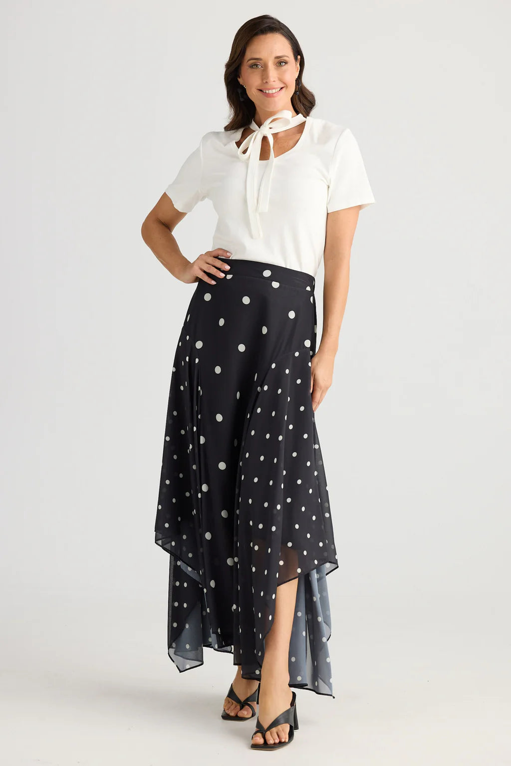 Brave and True, Bella Skirt Black with white spots