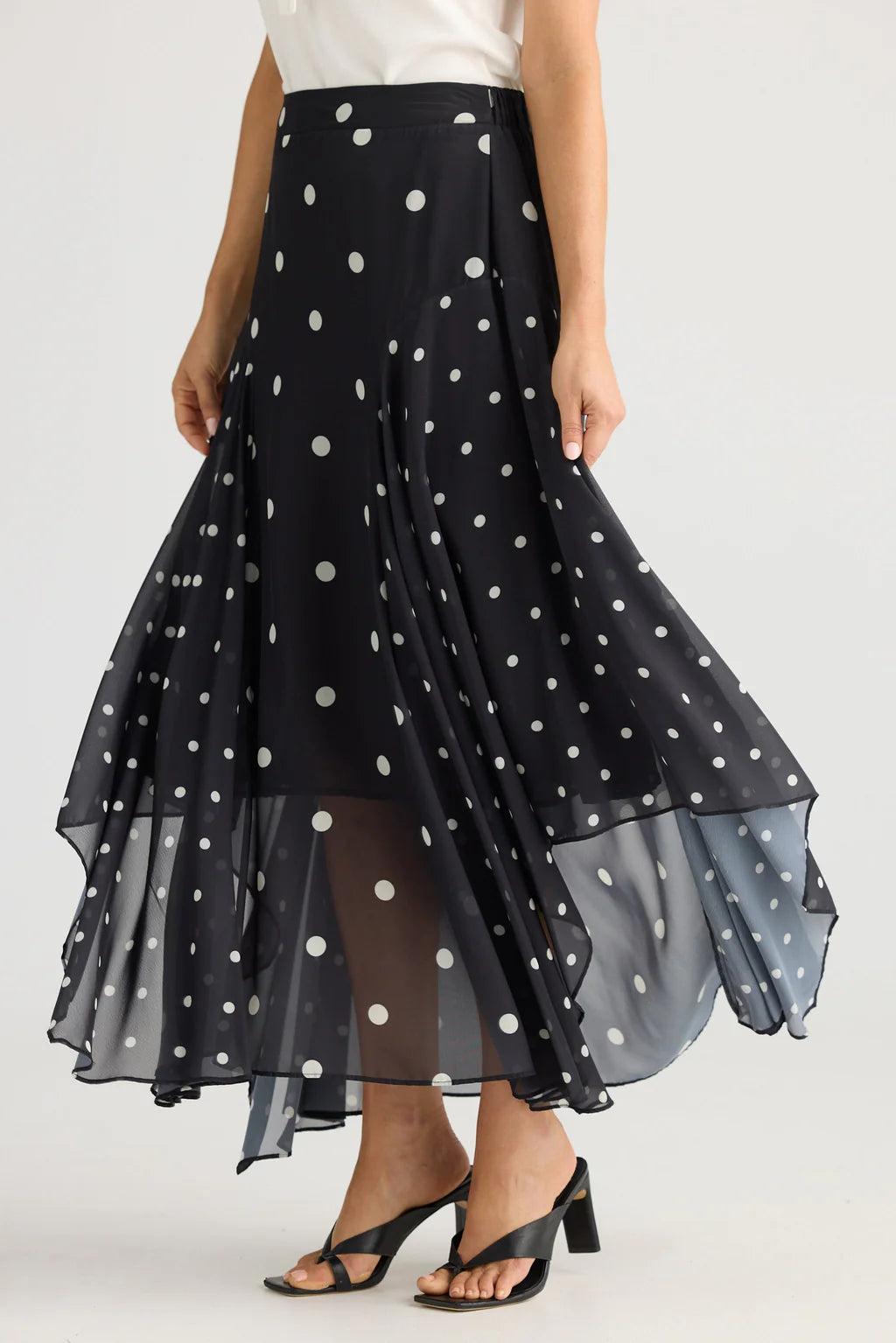 Brave and True, Bella Skirt Black with white spots