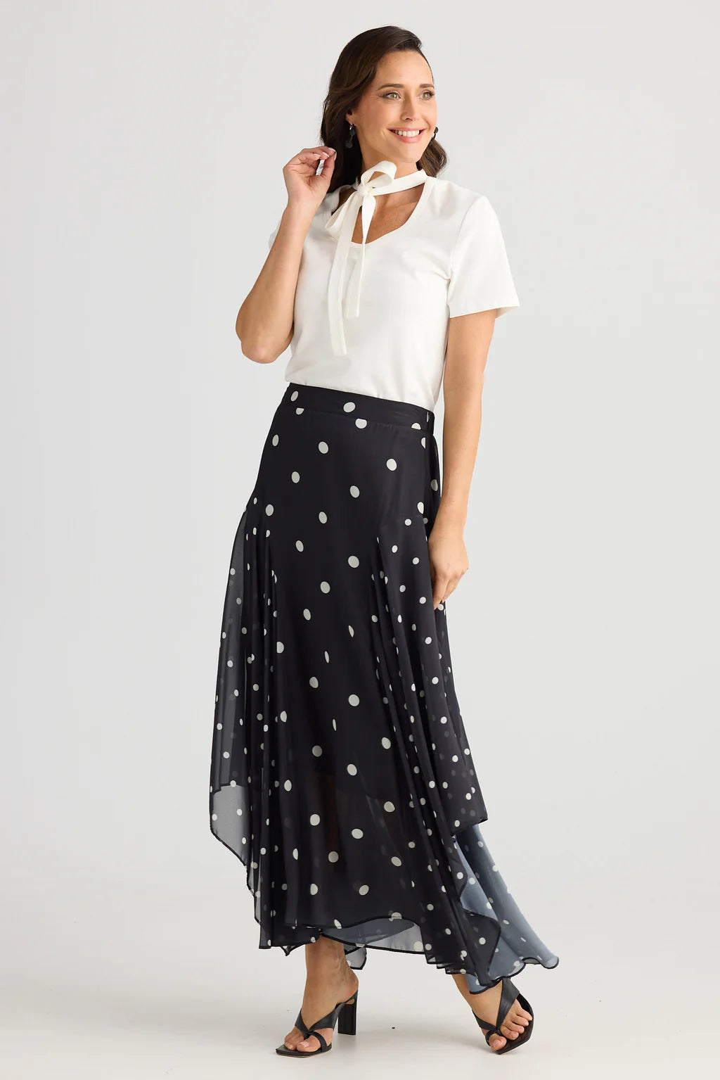 Brave and True, Bella Skirt Black with white spots
