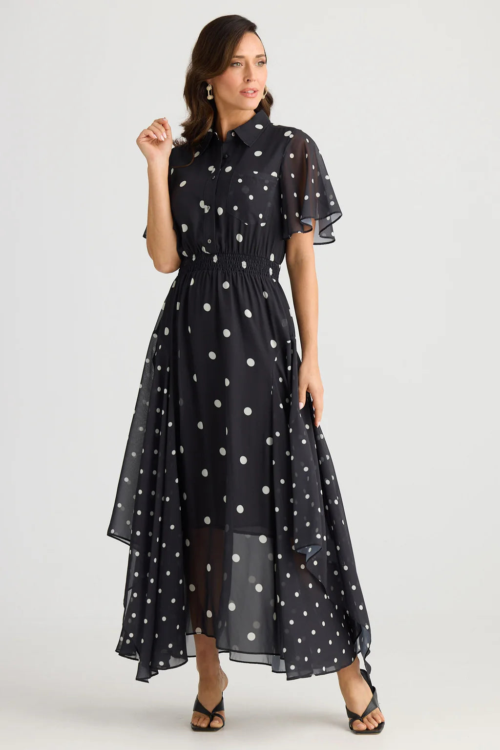 Brave and True, Bella Dress Black with spots