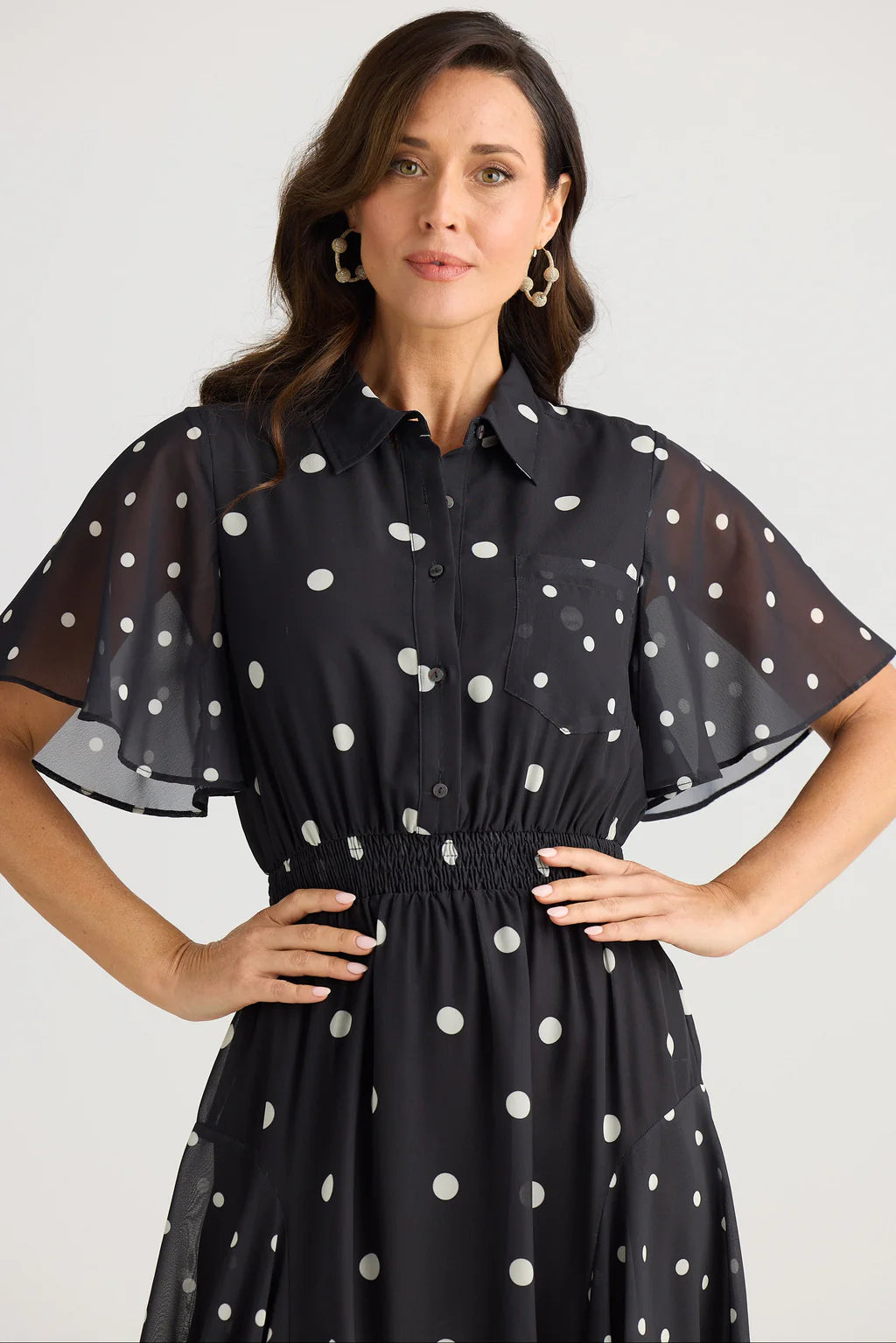 Brave and True, Bella Dress Black with spots