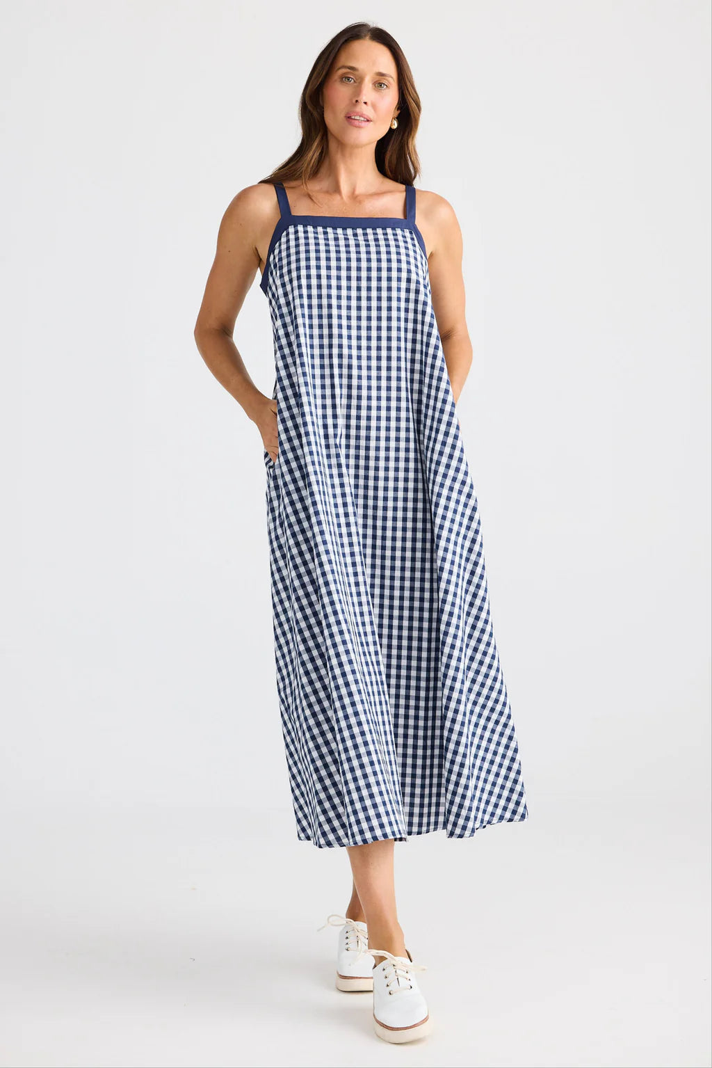 Brave and True, Erica Dress Navy Gingham