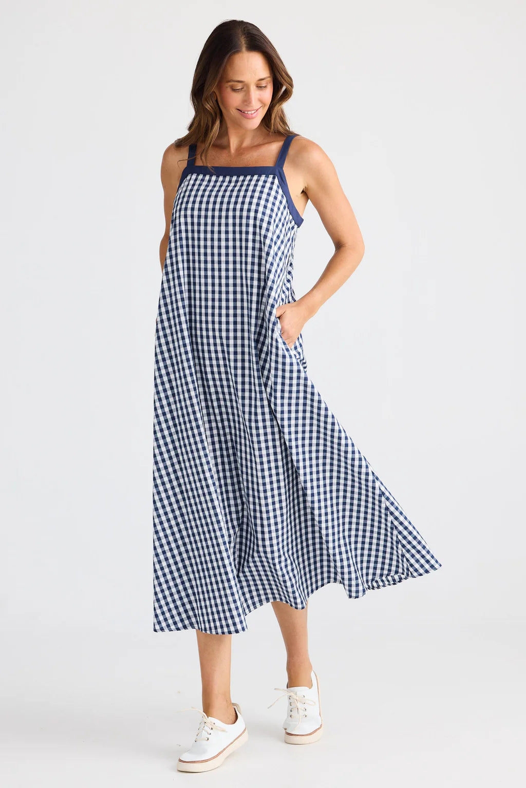 Brave and True, Erica Dress Navy Gingham