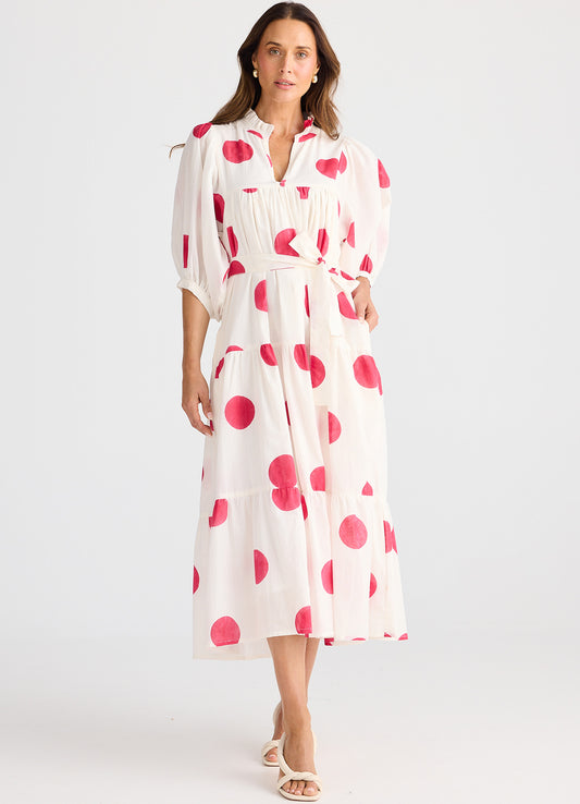 Brave and True, Dottie Midi Dress Red Spots