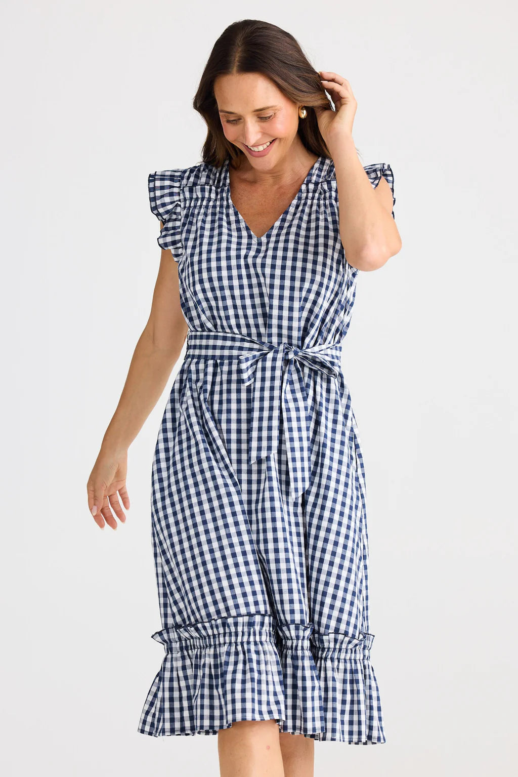 Brave and True, Paz Dress Navy Gingham