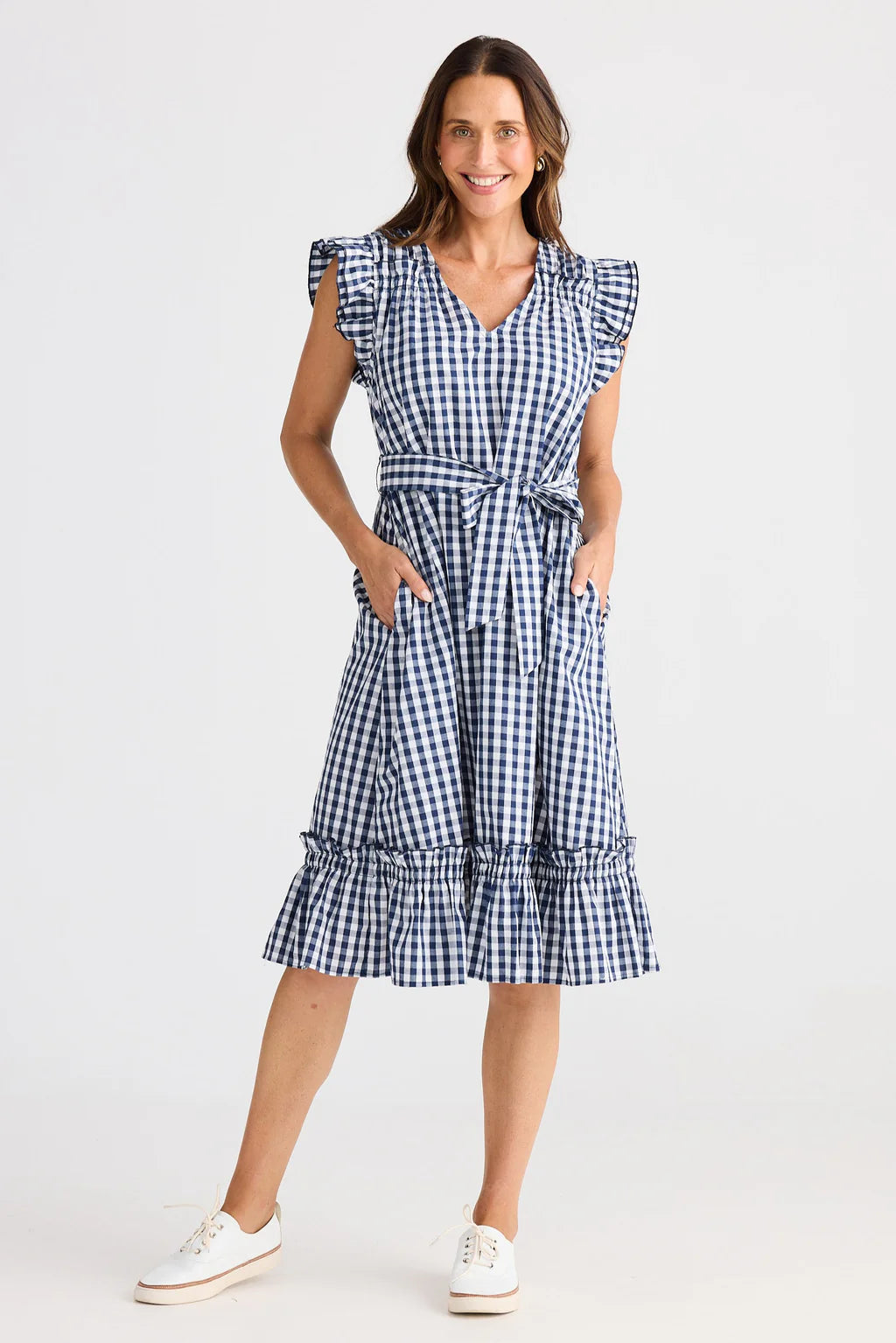 Brave and True, Paz Dress Navy Gingham
