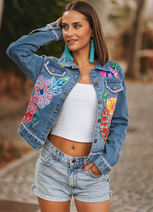 Isla Bonita, Denim Jacket with embroidery