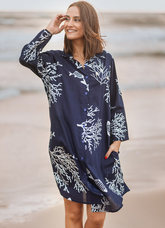 Isla Bonita, Short Dress White/Navy
